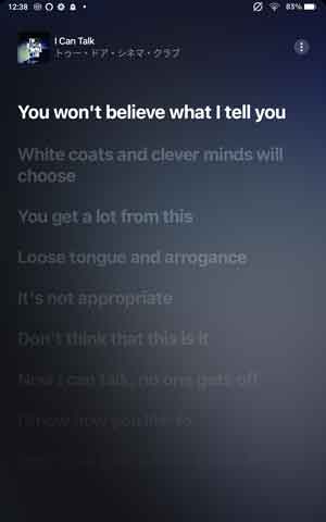 Apple Musicで歌詞が表示された画面
