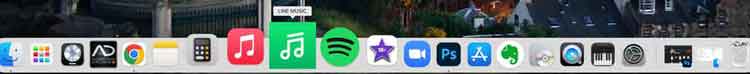 MacのDockにLINE MUSICのショートカットアプリを追加した画面